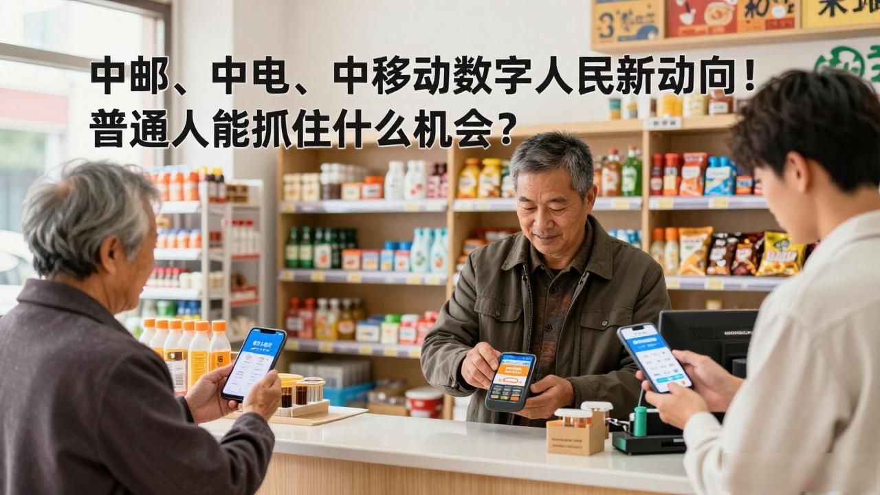 中邮、中电、中移动数字人民币新动向!普通人能抓住什么机会?